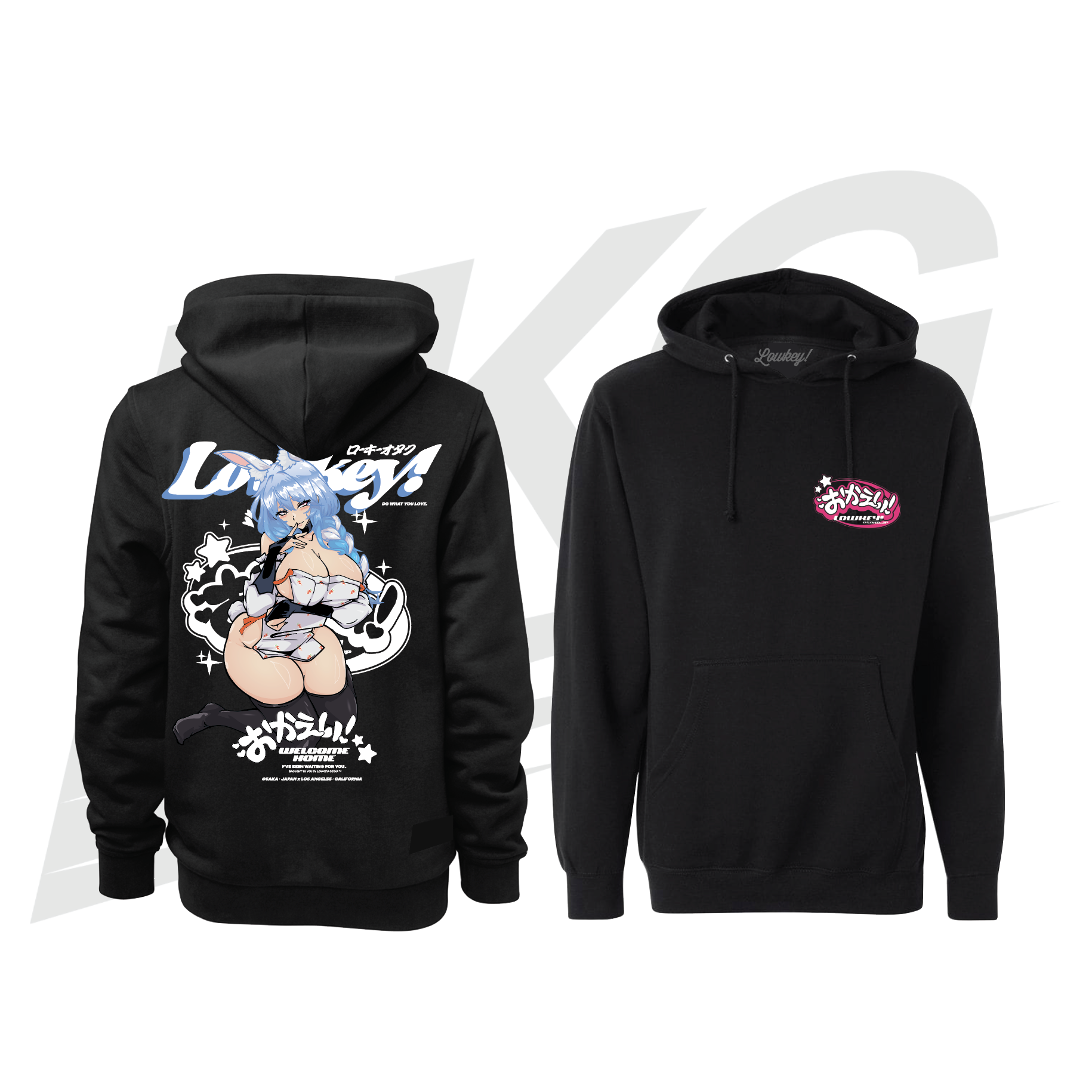 LOWKEY! "OKAERI" PEKOMAMA HOODIE - BLACK