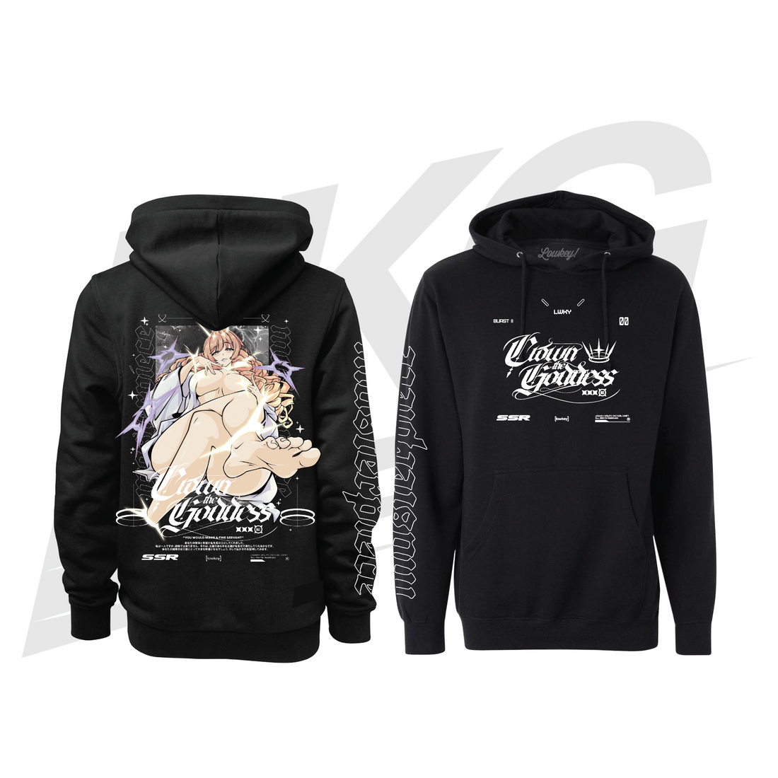 LOWKEY! "CROWN THE GODDESS" SSR HOODIE - BLACK