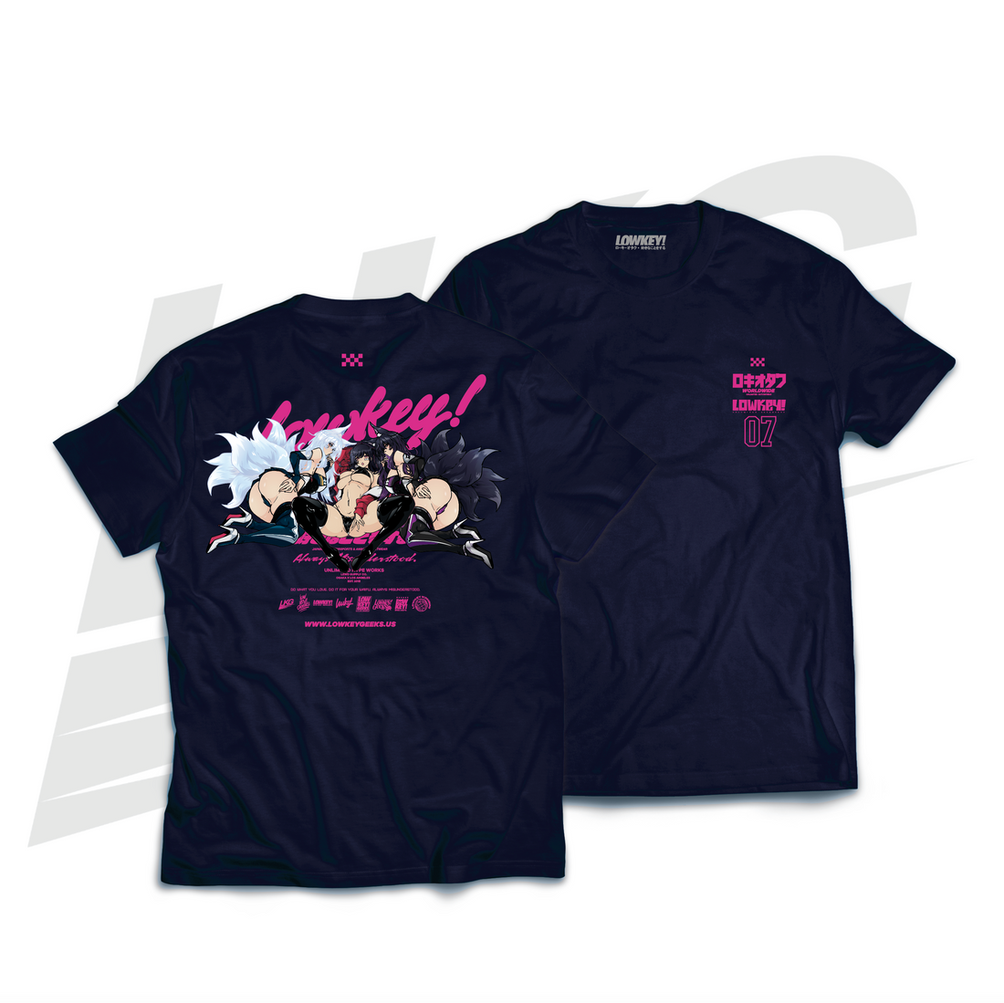 LOWKEY! "TRIPLE THREAT" SAKURA EMPIRE TEE - NAVY
