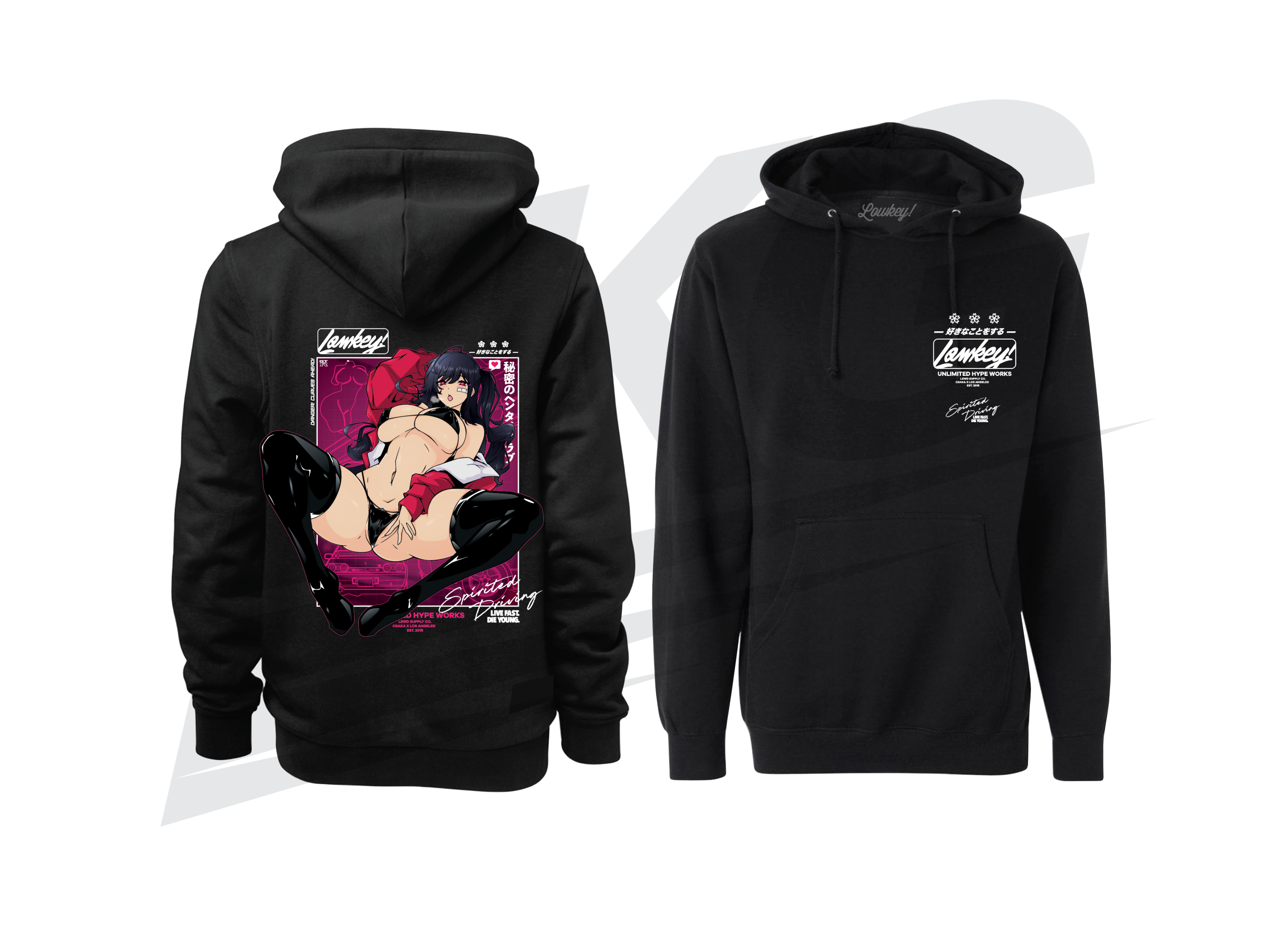 LOWKEY! "RACE QUEEN TAIHOU" HOODIE - BLACK