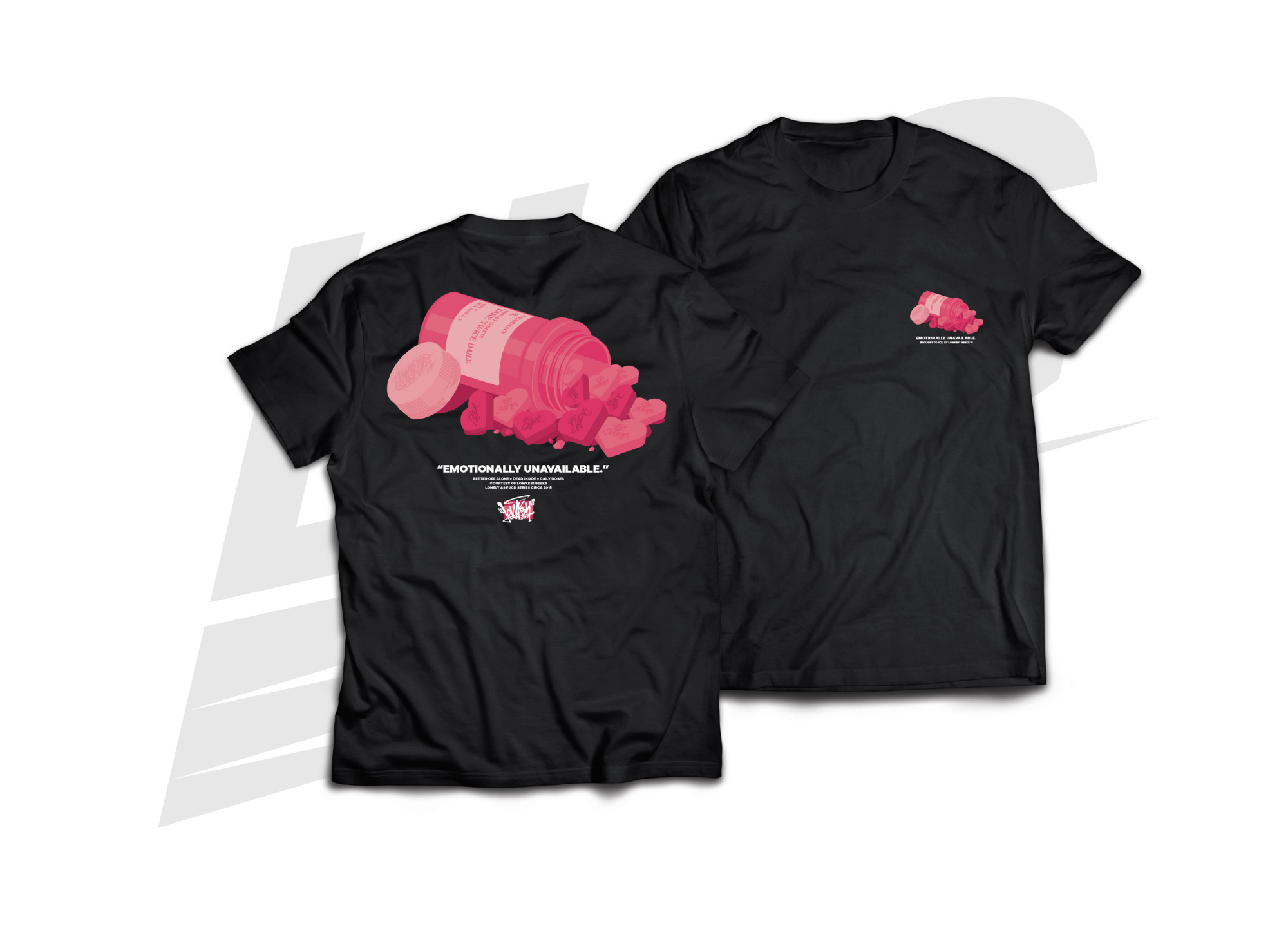 LOWKEY! "DAILY DOSES" EMOTIONALLY UNAVAILABLE TEE - BLACK