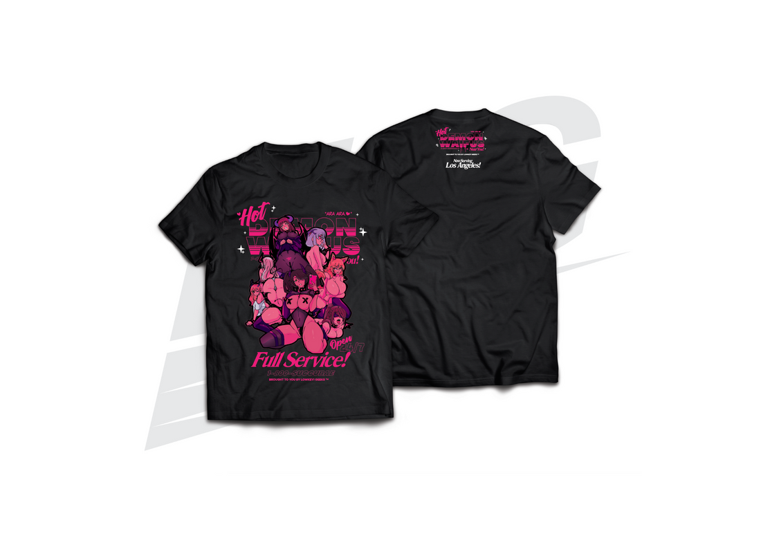 LOWKEY! "HOT DEMON WAIFUS NEAR U" TEE - BLACK