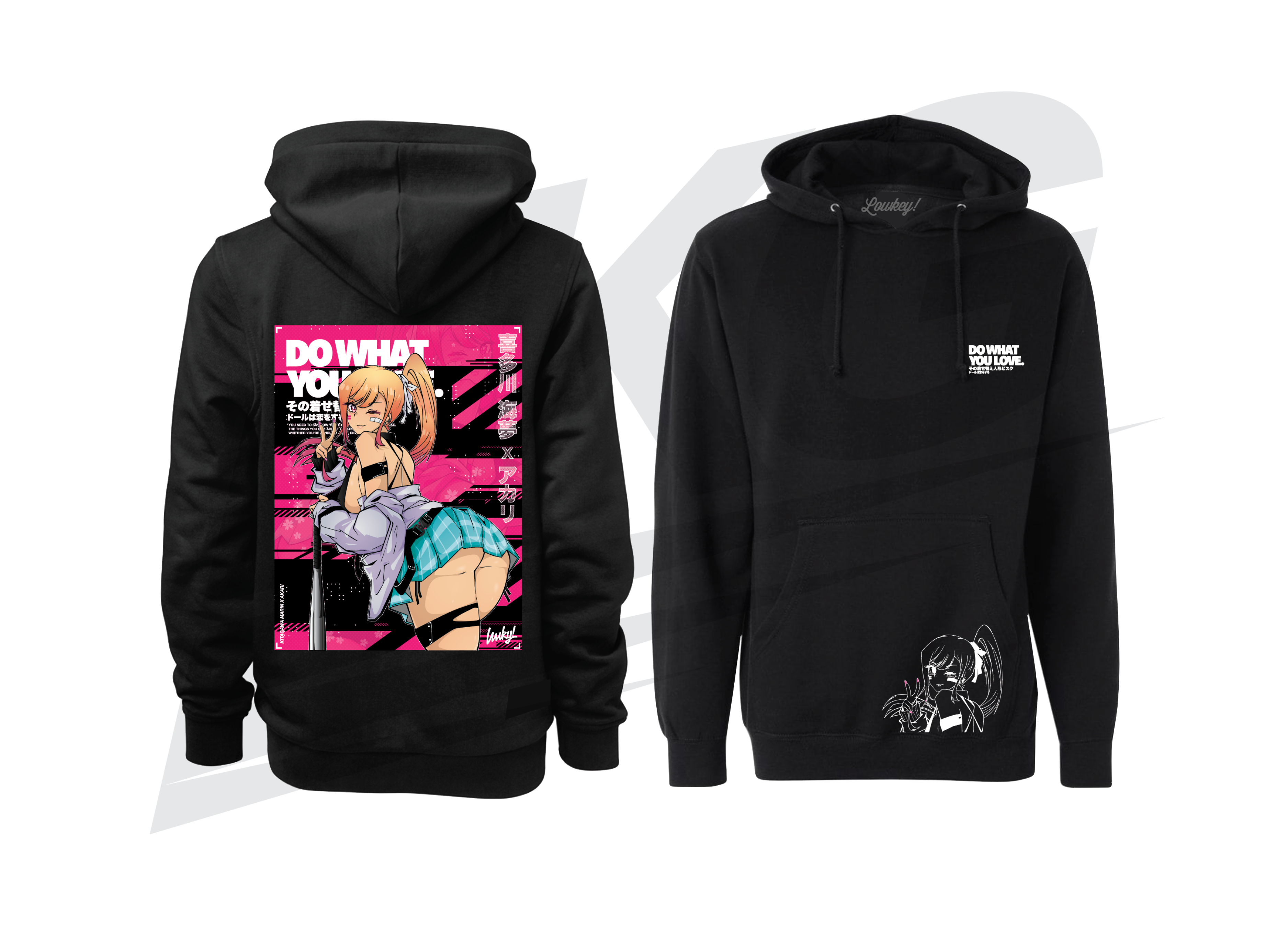 LOWKEY! "SWW MARIN X AKARI" HOODIE - BLACK
