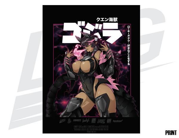 LIMITED EDITION ART PRINT -   LOWKEY! "QUEEN KAIJU" ATOMIC VER. PRINT