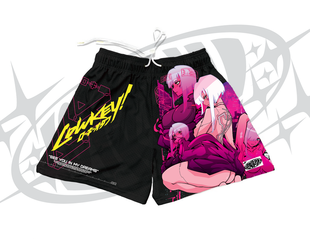 LOWKEY! "SWW LUCY 2077" MESH SHORTS