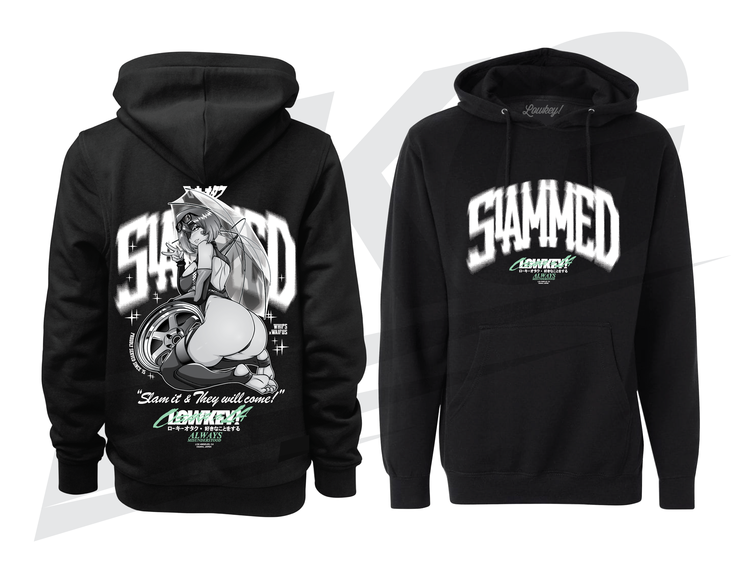 LOWKEY! "SLAMMED" 2B HOODIE - BLACK