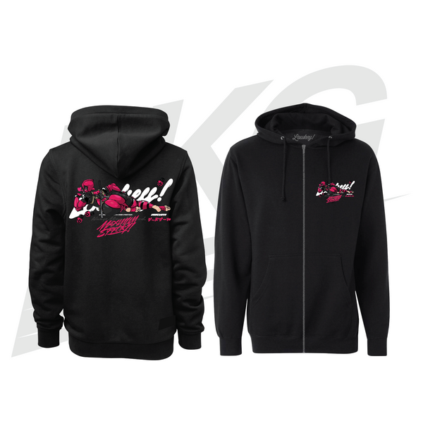 LOWKEY! "DEADPOOL-CHAN" ZIP HOODIE - BLACK