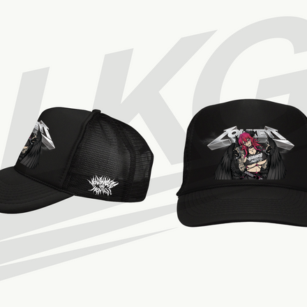 LOWKEY! "HEADBANGERS & HENTAI" TRUCKER CAP - BLACK