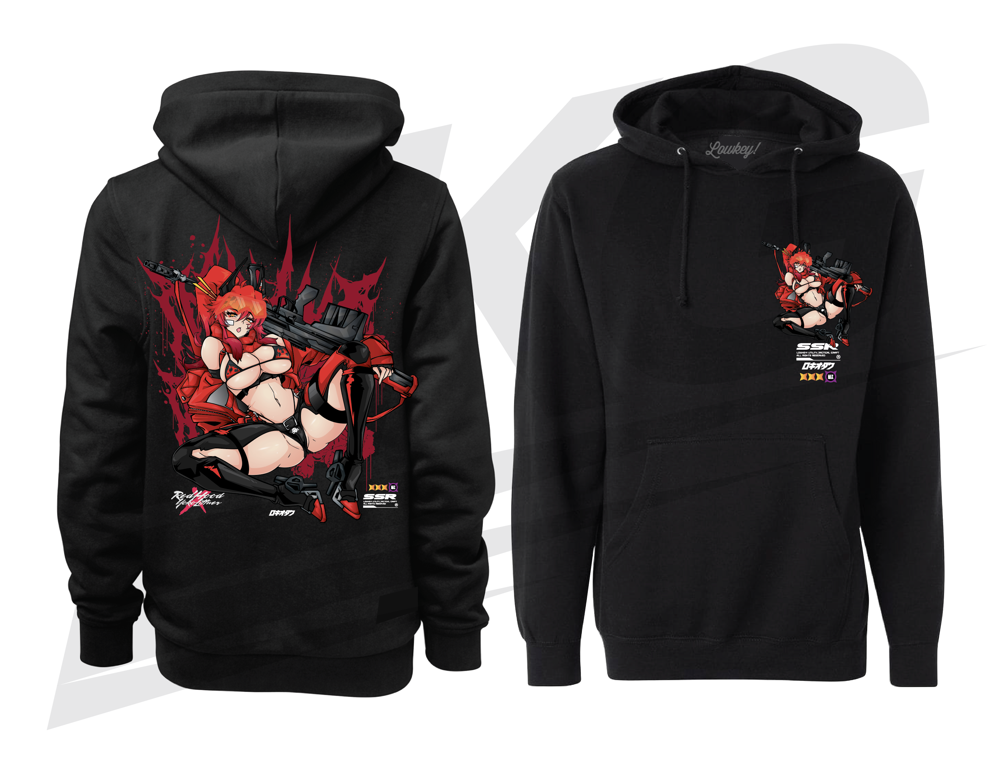 LOWKEY! "REDHOOD X YOKO" SSR HOODIE - BLACK