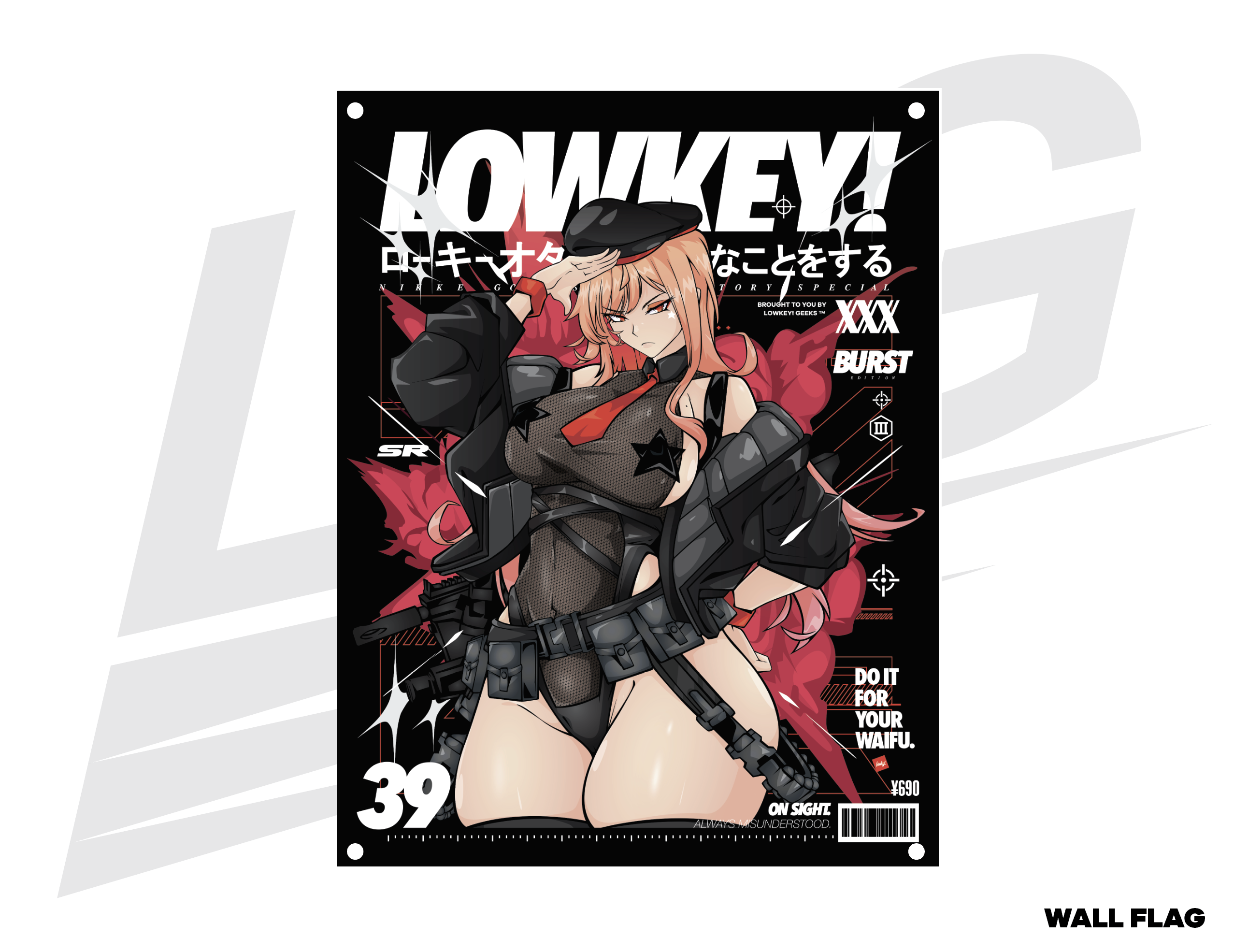 ***SPECIAL RELEASE!*** ~ LOWKEY! ISSUE NO.39 "SWIMSUIT RAPI" SR WALL FLAG - BLACK