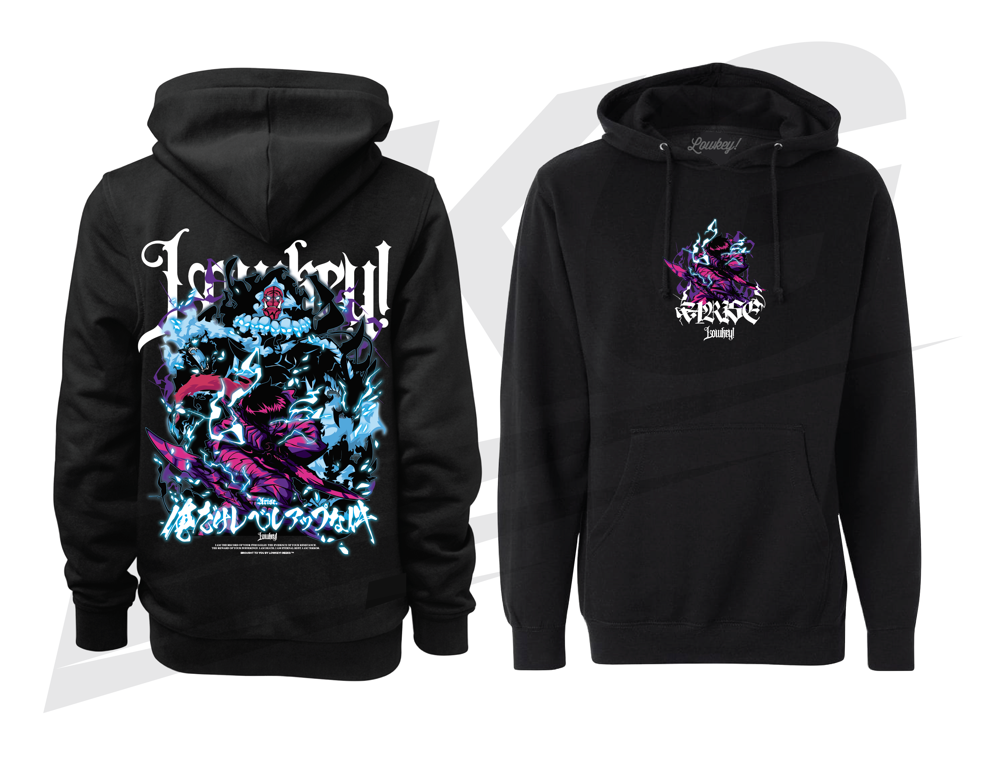 LOWKEY! "ARISE" SOLO LEVELING HOODIE - BLACK