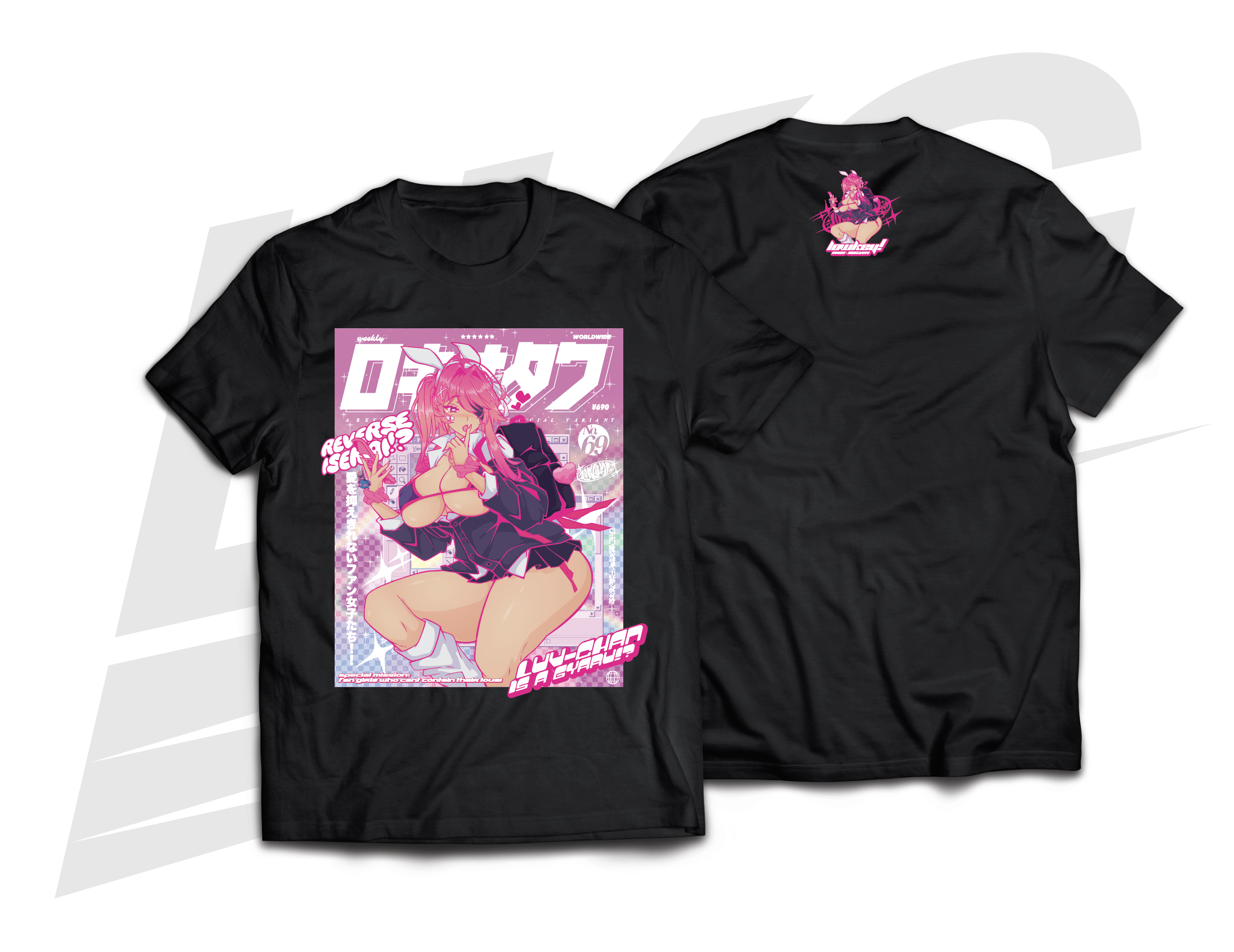 LOWKEY! "BISHOUJO LOVANDER" GYARU TEE - BLACK