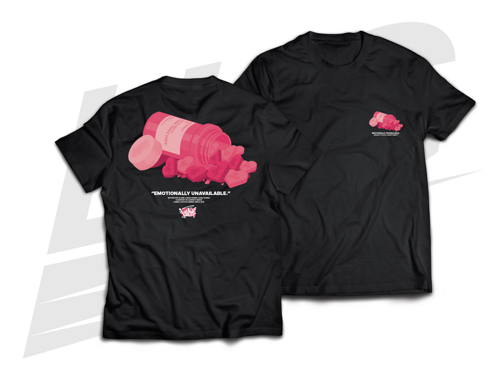 LOWKEY! "DAILY DOSES" EMOTIONALLY UNAVAILABLE TEE - BLACK