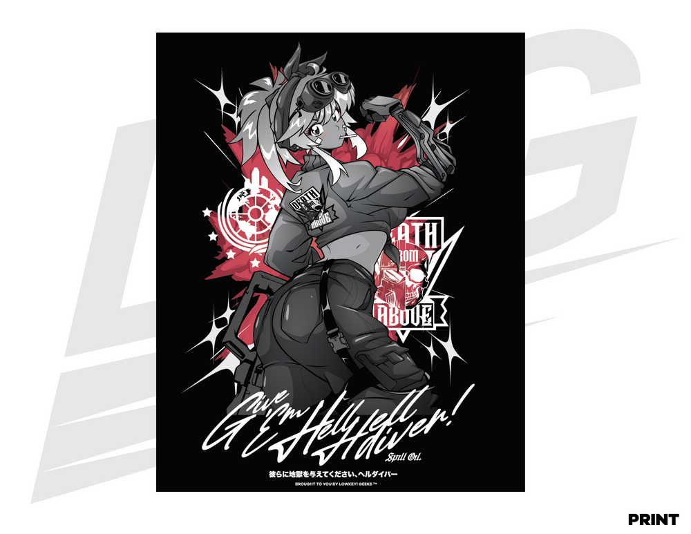 LIMITED EDITION ART PRINT - LOWKEY! "AKARI THE HELLDIVER" PRINT