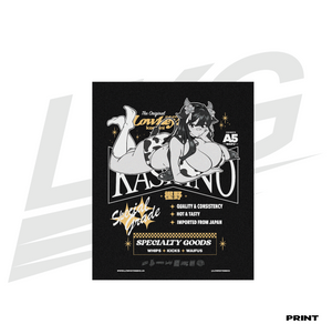 LIMITED EDITION ART PRINT -  LOWKEY! "GRADE A5 WAIFU" KASHINO RETRO PRINT - BLACK