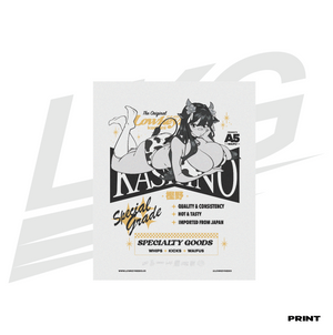 LIMITED EDITION ART PRINT -  LOWKEY! "GRADE A5 WAIFU" KASHINO RETRO PRINT - WHITE