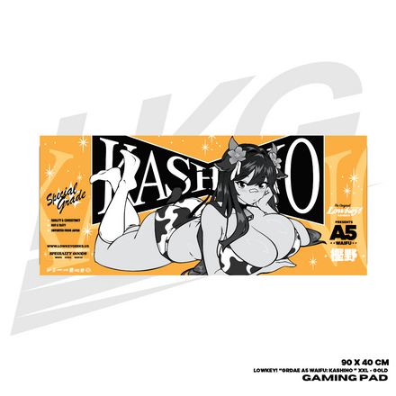 LOWKEY! "GRADE A5 WAIFU" KASHINO GAMING MOUSE PAD - XXL (GOLD)