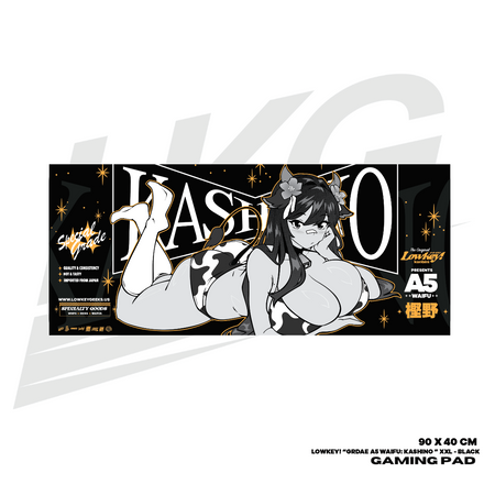 LOWKEY! "GRADE A5 WAIFU" KASHINO GAMING MOUSE PAD - XXL (BLACK)