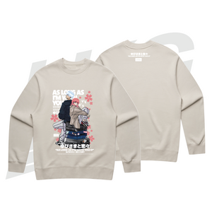 LOWKEY! "AS LONG AS I'M WITH YOU" SHOUJO RELAXED CREW - VINTAGE BONE