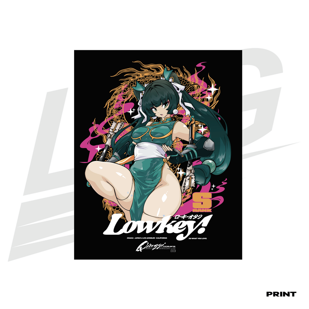 LIMITED EDITION ART PRINT -  LOWKEY! "QINGYI X CHUN-LI" ZZZERO PRINT - BLACK
