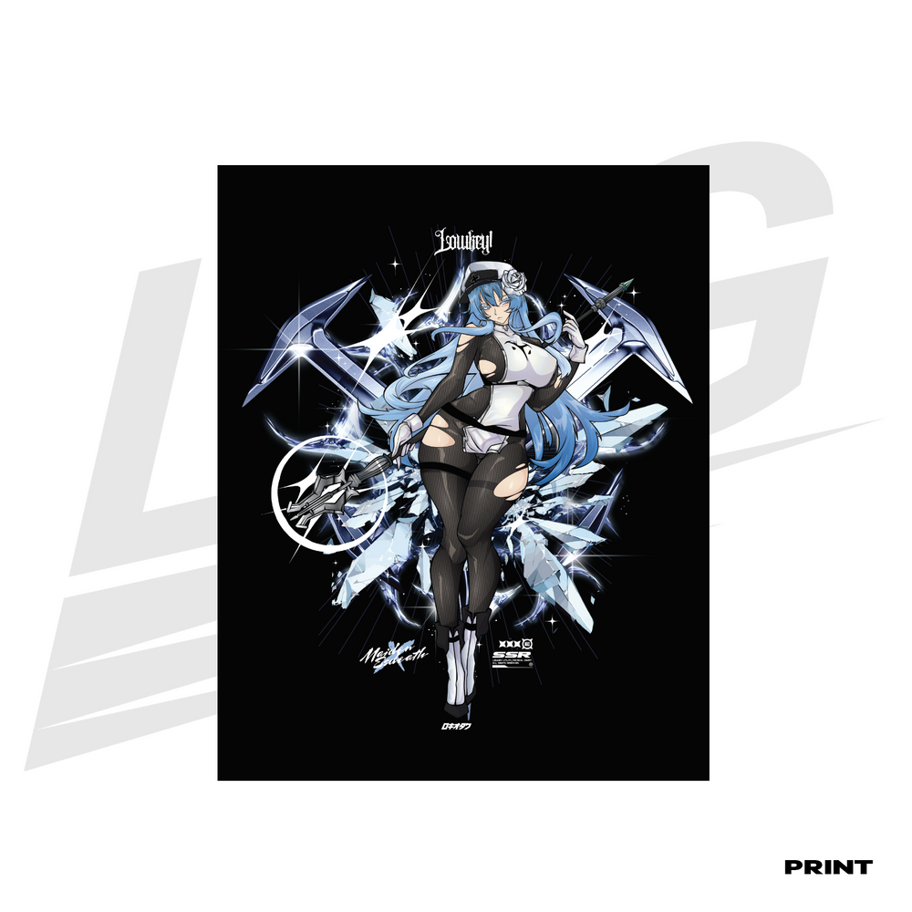 LIMITED EDITION ART PRINT -  LOWKEY! "ICE ROSE MAIDEN X ESDEATH" SSR PRINT