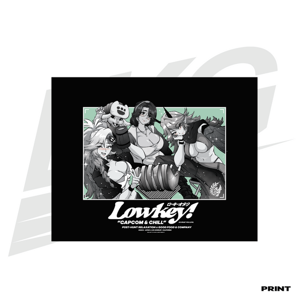 LIMITED EDITION ART PRINT -  LOWKEY! "CAPCOM & CHILL" MONSTER HUNTER GALS PRINT