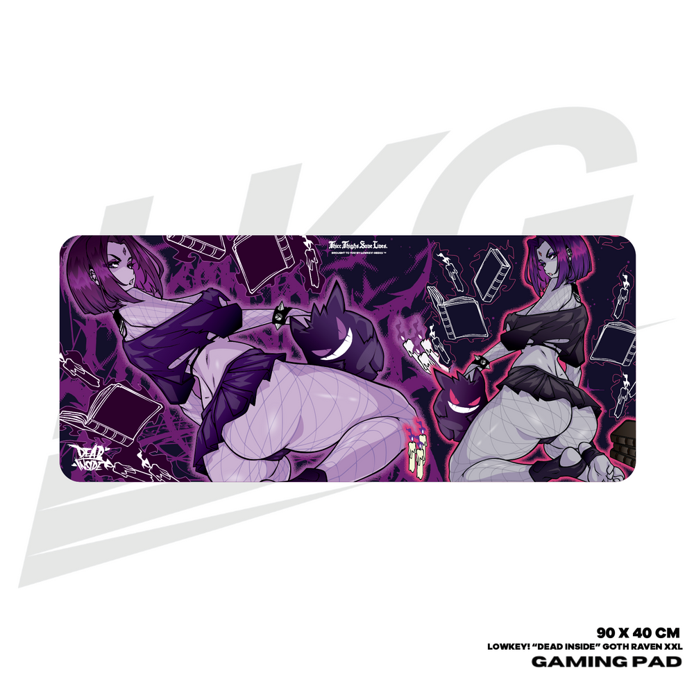 LOWKEY! "DEAD INSIDE" GOTH RAVEN GAMING MOUSE PAD - XXL