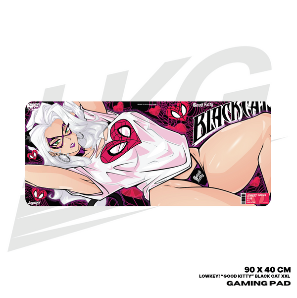 LOWKEY! "GOOD KITTY MAAD CITY" BLACK CAT GAMING MOUSE PAD - XXL