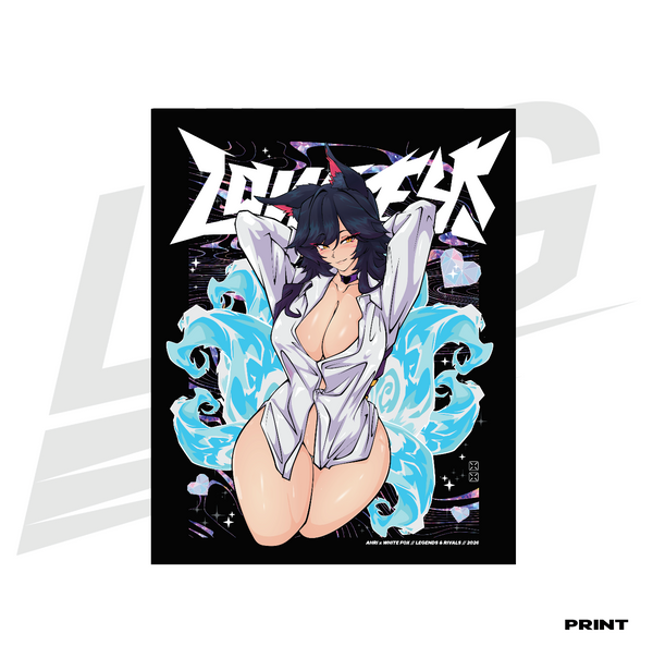 LIMITED EDITION ART PRINT -  LOWKEY! "AHRI X WHITE FOX" PRINT