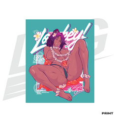 LIMITED EDITION ART PRINT - LOWKEY! "LEI'D BACK" SWIMSUIT YORUICHI PRINT