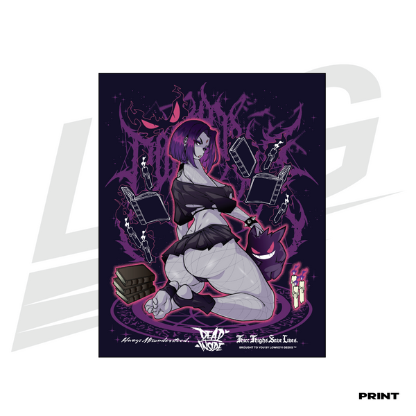 LIMITED EDITION ART PRINT -  LOWKEY! "DEAD INSIDE" GOTH RAVEN PRINT