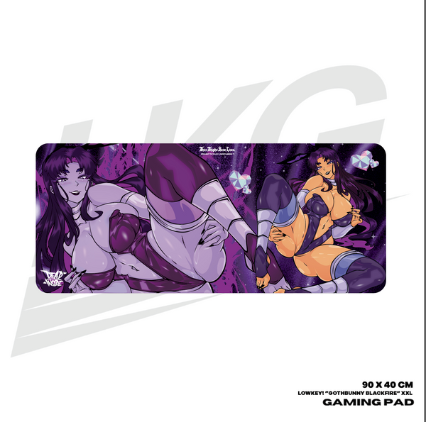 LOWKEY! "GOTHBUNNY BLACKFIRE" GAMING MOUSE PAD - XXL