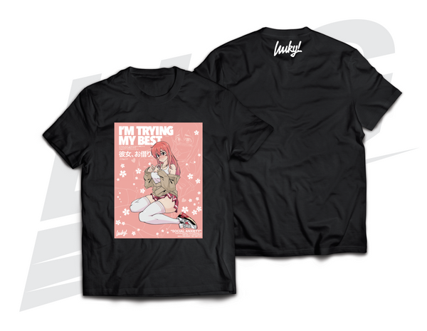 LOWKEY! SWW SUMI SAKURASAWA "SOCIAL ANXIETY" TEE - BLACK