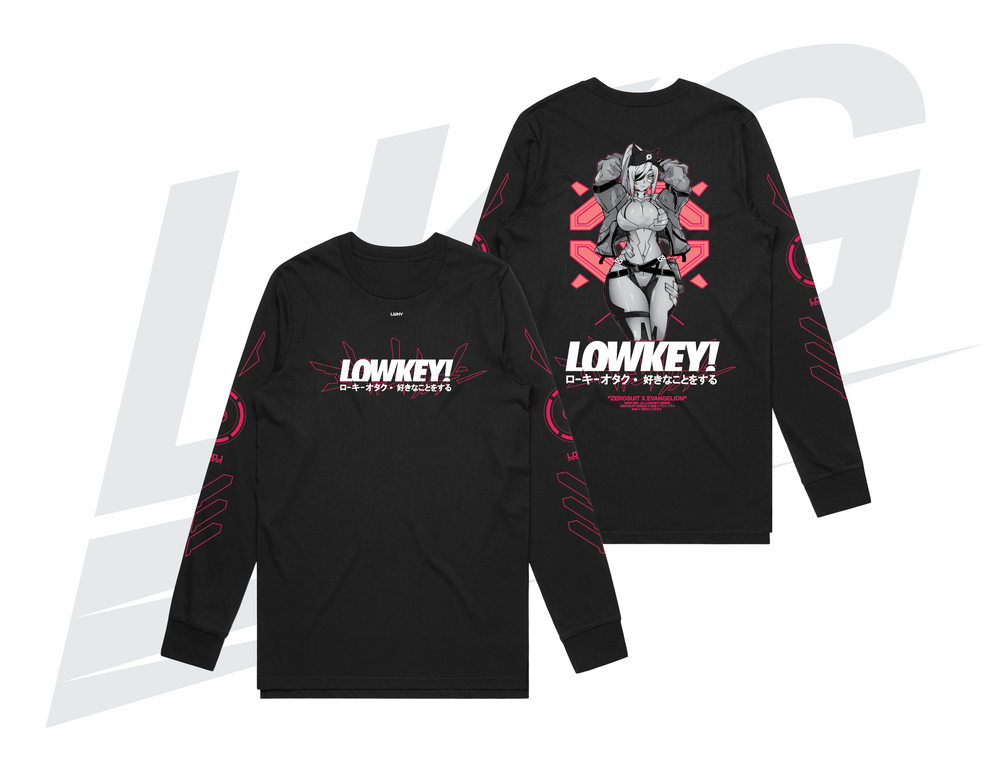 LOWKEY! "ZEROSUIT X EVANGELION" SPLIT-HEM L/S TEE - BLACK