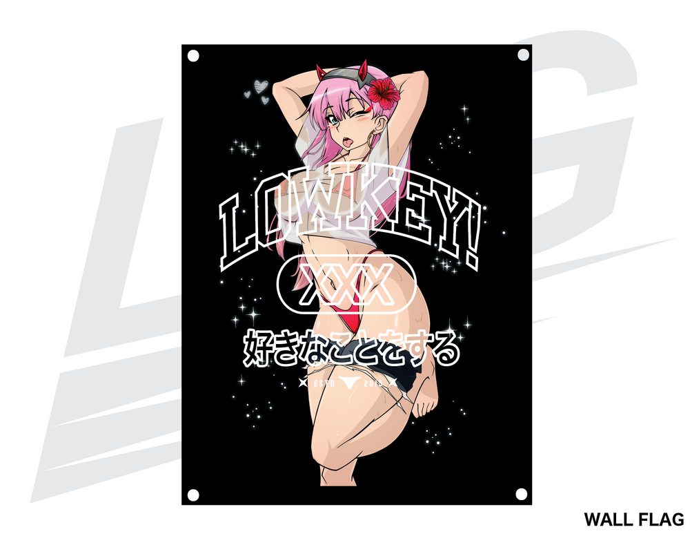 LOWKEY! ILLUST. "SUMMERTIME ZEROTWO" WALL FLAG