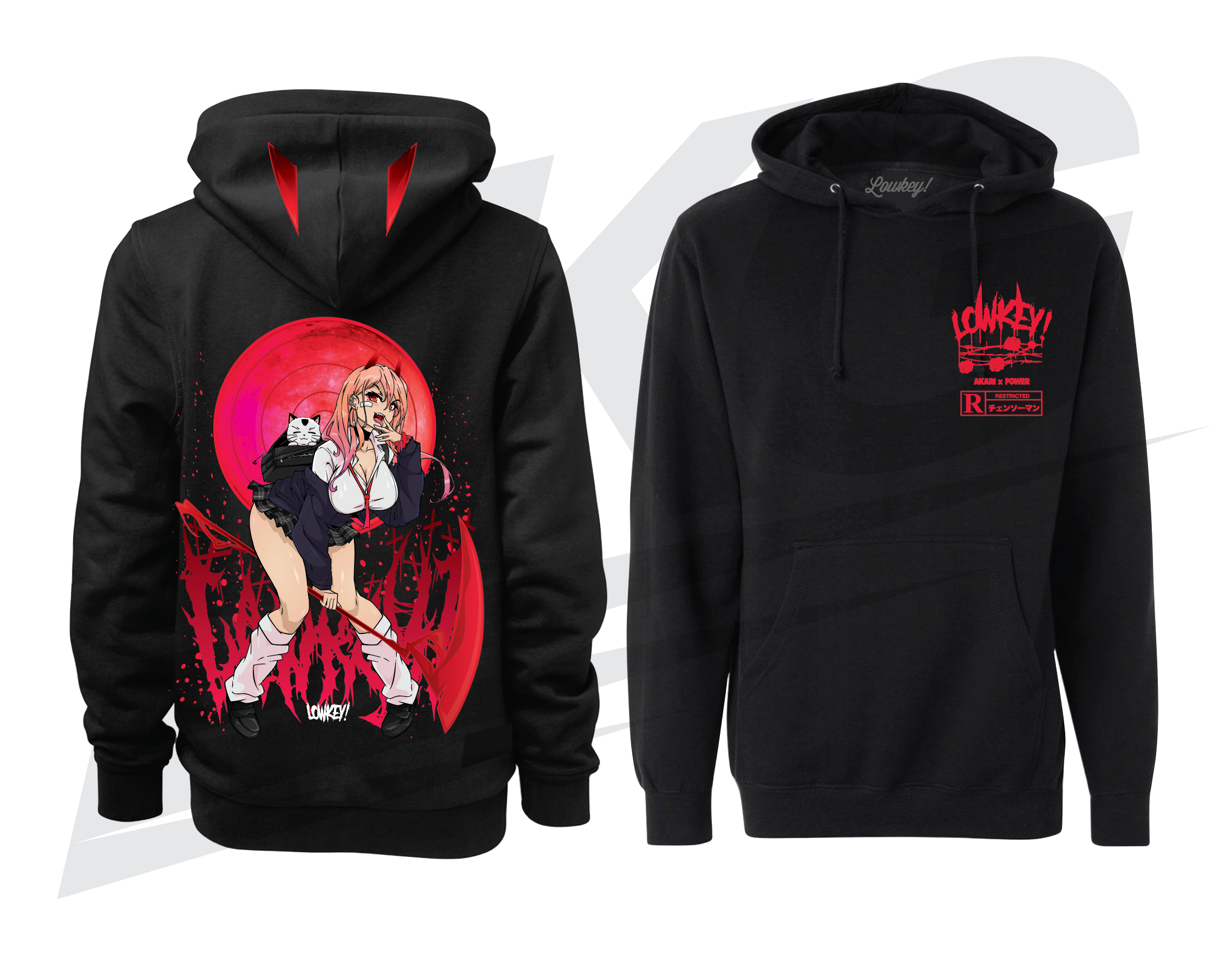 LOWKEY! AKARI X POWER "GYARU" HOODIE - BLACK