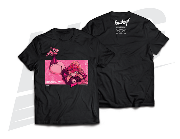LOWKEY! "THIGH HIGHS & LO-FI" ZEROTWO X AKARI TEE - BLACK