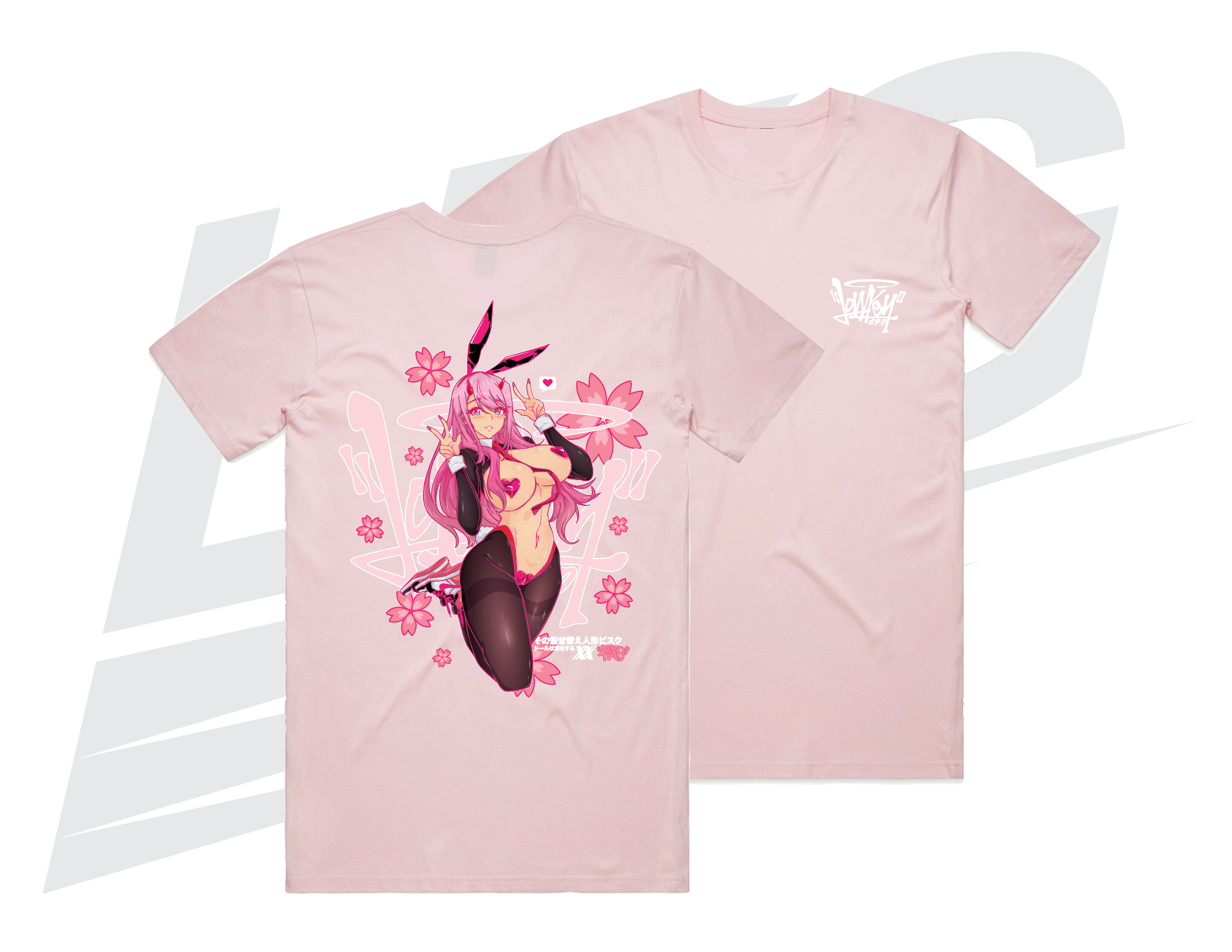 LOWKEY! "MARIN X ZEROTWO" REVERSE BUNNY TEE - PINK