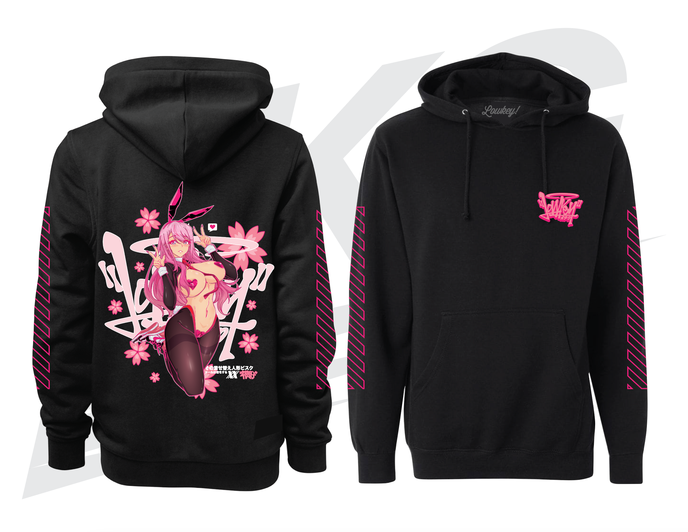 LOWKEY! "MARIN X ZEROTWO" REVERSE BUNNY HOODIE - BLACK