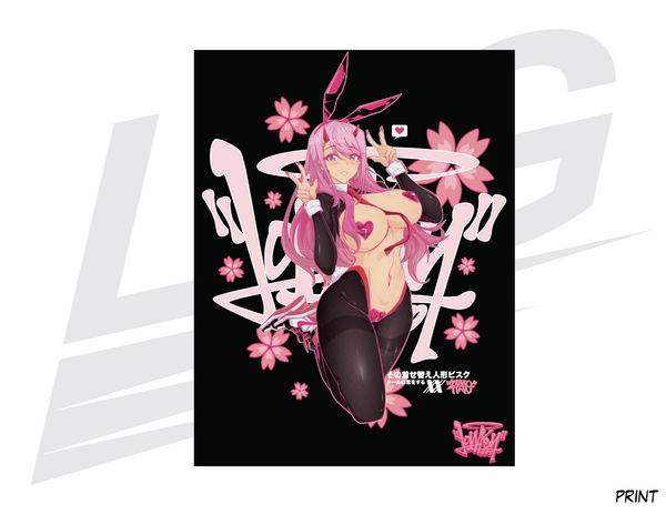 LIMITED EDITION ART PRINT - LOWKEY! "MARIN X ZEROTWO" REVERSE BUNNY PRINT