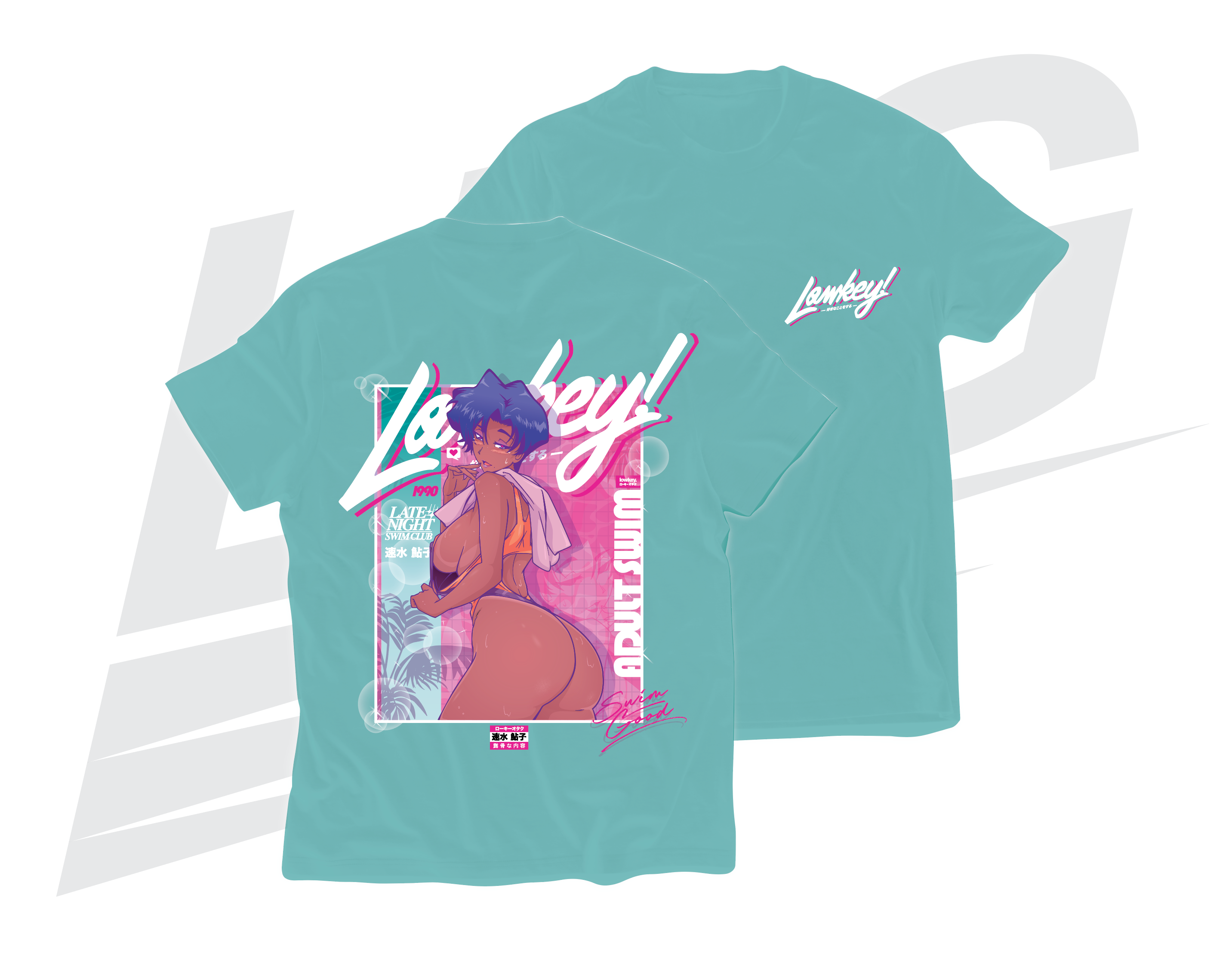 LOWKEY! VAPORWAVE "AYUKO" TEE - TEAL