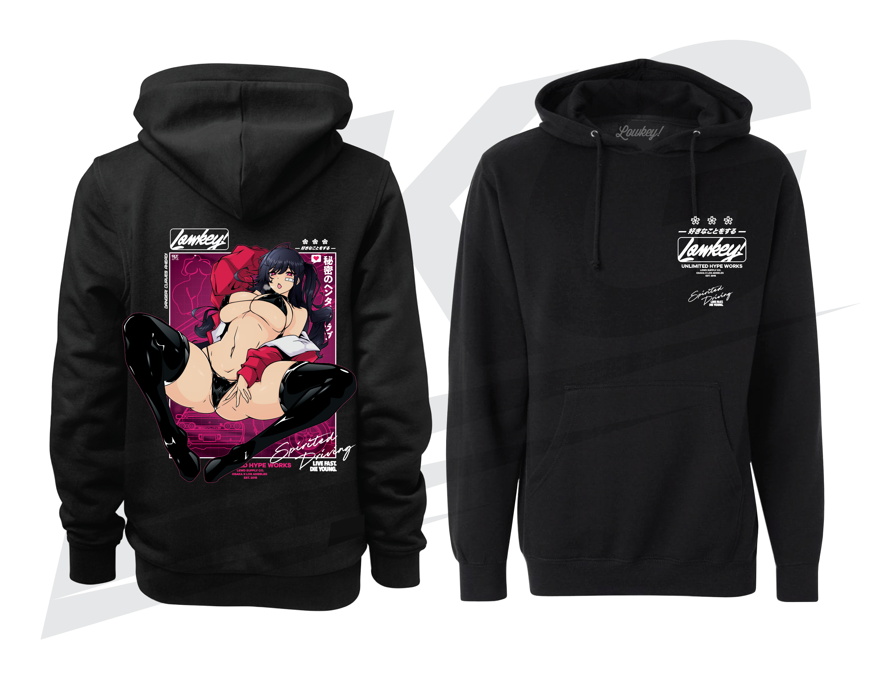 LOWKEY! "RACE QUEEN TAIHOU" HOODIE - BLACK