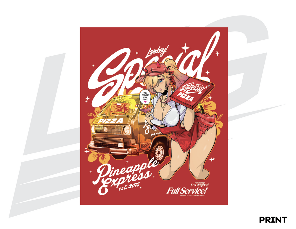 LIMITED EDITION ART PRINT - LOWKEY! "PINEAPPLE EXPRESS" AKARI PRINT - RED