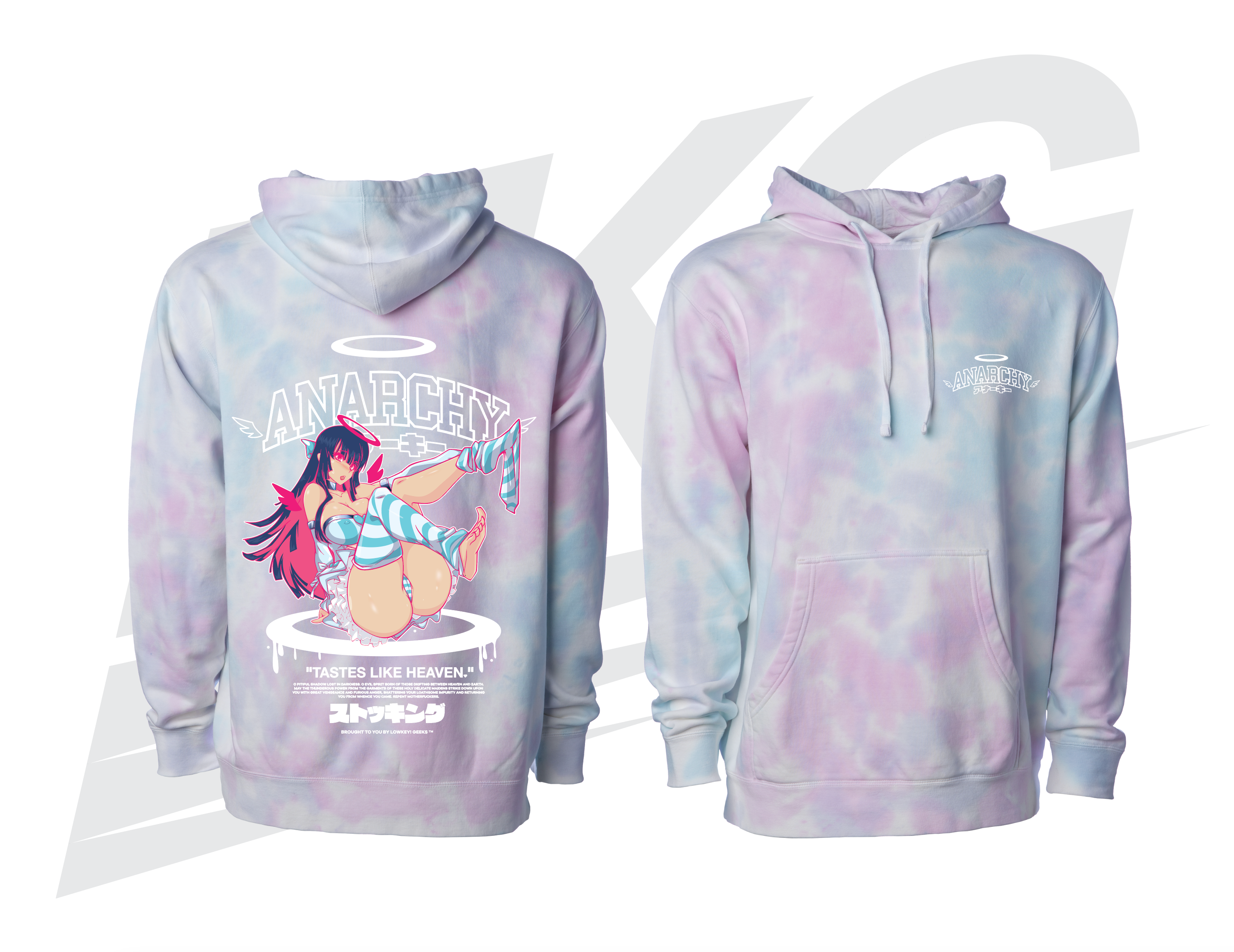 LOWKEY! "TASTES LIKE HEAVEN" STCKNG HOODIE - IRIDESCENT TIE DYE