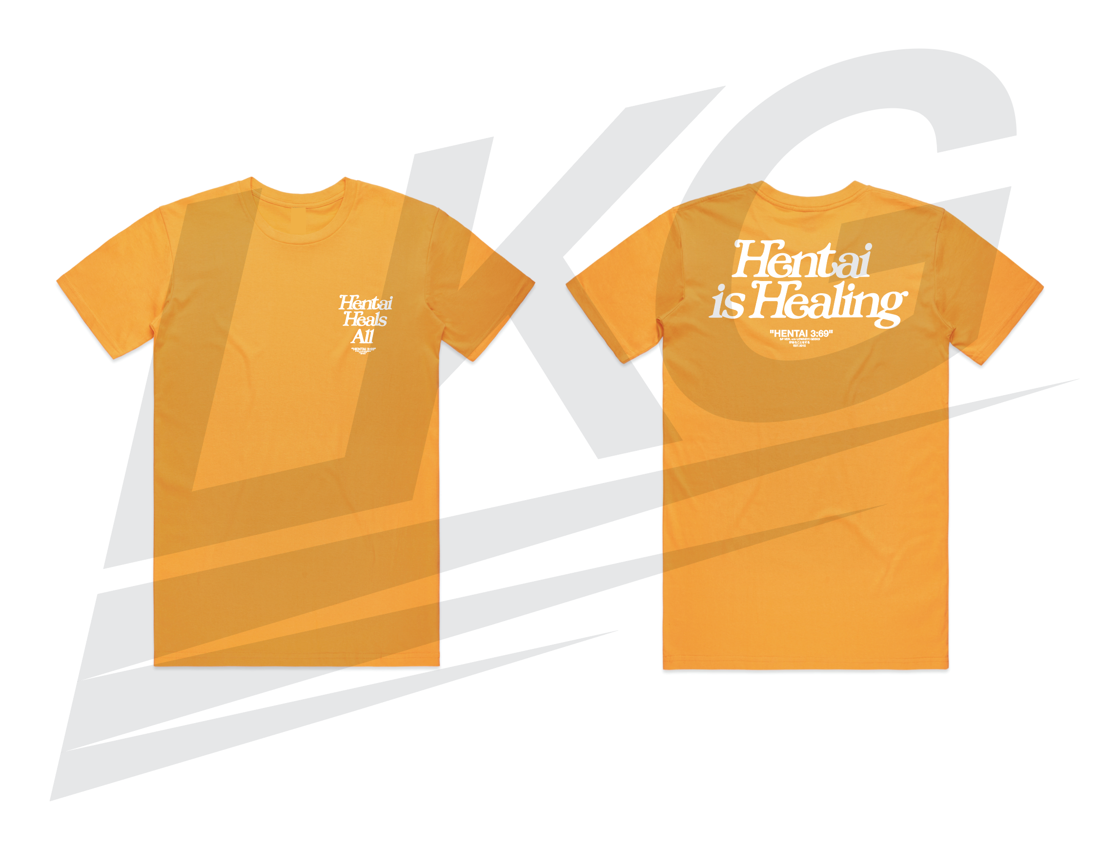 LOWKEY! "HENTAI IS HEALING" TEE - GOLD (PUFF PRINT)