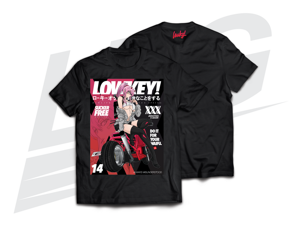 *** RETRO RELEASE! ***~ LOWKEY! ISSUE NO.14 "ZERO TWO X AKARI: SUCKER FREE" TEE