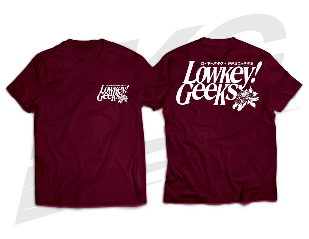 LOWKEY! CHRYSANTHEMUM LOGO TEE - MAROON / WHITE
