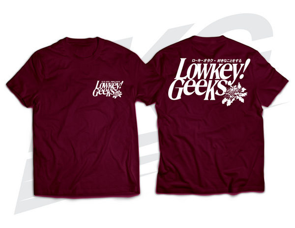 LOWKEY! CHRYSANTHEMUM LOGO TEE - MAROON / WHITE