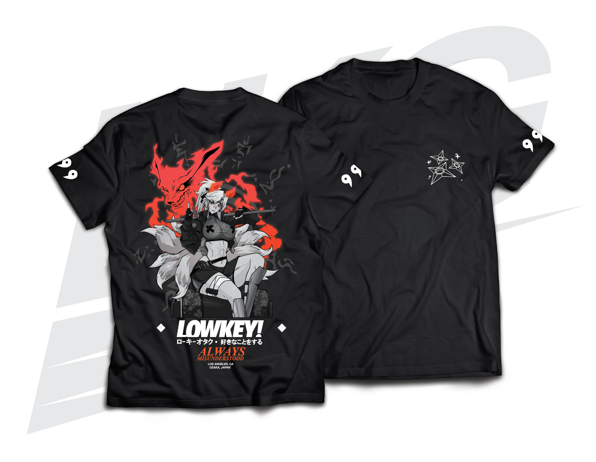 ***BLACK FRIDAY EXCLUSIVE!*** ~ LOWKEY! "DEMON FOX" AKARI TEE - BLACK