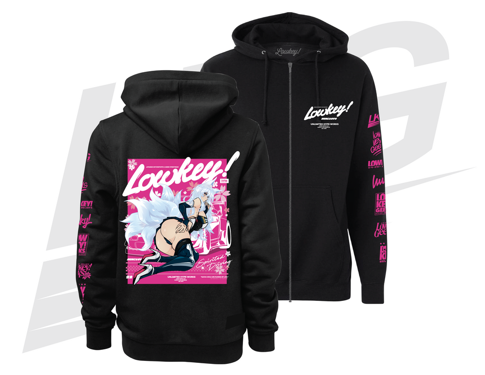 LOWKEY! "RACE QUEEN SHINANO" SPONSOR ZIP HOODIE - BLACK
